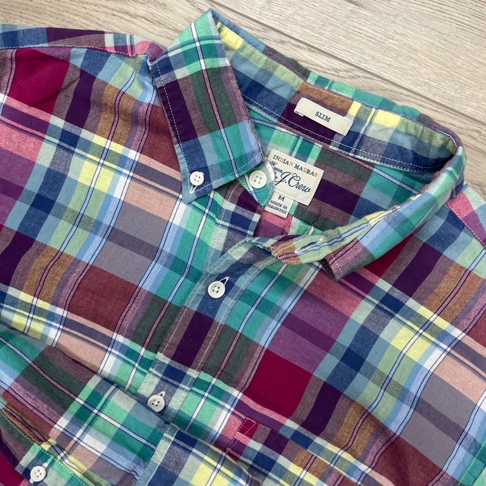 J.Crew Button Down Shirt Mens Medium Multicolor Indian Madras Slim Fit G7044
